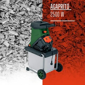 CHIP kerti aprítógép/daráló 50 literes gyűjtőtartállyal, 3100W fekete/zöld Gardebruk