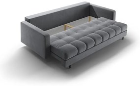 Világosszürke bársony kinyitható tárolóhelyes kanapé 222 cm Bali – Cosmopolitan Design