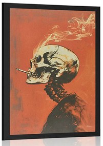 Plakát japandi csontváz cigarettával