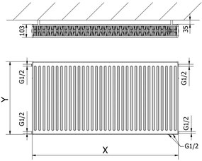 Mexen CV22, panelradiátor 400 x 1100 mm, alsó csatlakozás, 1304 W, antracit, W622-040-110-66