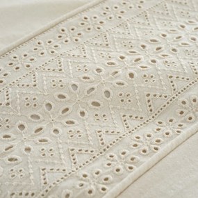 Krémszínű egyszemélyes ágyneműhuzat 135x200 cm Broderie Anglaise – Catherine Lansfield