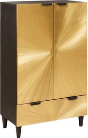 vidaXL Oldalsó szekrény fiókkal Fekete és Arany 60 x 33,5 x 100 cm