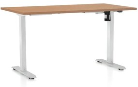 OfficeTech A állítható magasságú asztal, 120 x 80 cm, fehér alap, bükkfa