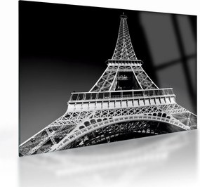Üveg kép - Eiffel-torony, fekete-fehér (70x50 cm)