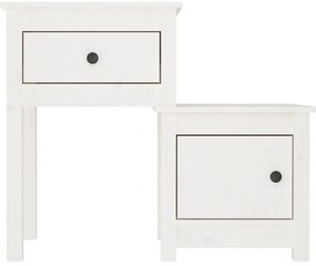 Fehér tömör fenyőfa éjjeliszekrény 79,5 x 38 x 65,5 cm