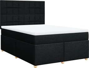 vidaXL fekete szövet rugós ágy matraccal 160x200 cm