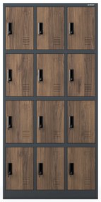 Zárható szekrény MARCIN, 900 x 1850 x 400 mm, Eco Design: antracit/dió