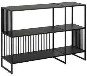 Fekete könyvespolc kő dekorral 120x83 cm Strington – Actona