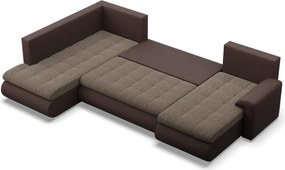 Tokio U sarokkanapé, 3 ágyneműtartóval, fonott + műbőr, baloldali, barna