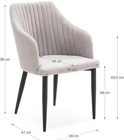 Világosszürke kárpitozott étkezőfotel szett 2 db-os Nadi – Marckeric