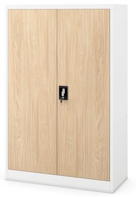 Szekrény KEVIN, 900 x 1400 x 400 mm, Eco Design: fehér/ sonoma tölgy