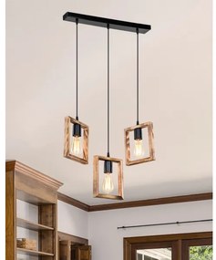 Zuma Line ASZ.1679 - Csillár zsinóron ATRIA 3xE27/20W/230V fenyő/fekete