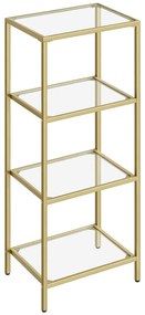Fürdőszobai tárolópolc 95x40x30 cm, edzett üveg tároló állvány, arany