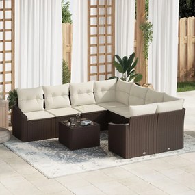 Kert Sofa Szett 9 db-os Barna Rattan Kert Sofa Tárolóval