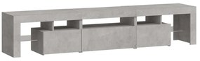 betonszürke TV-szekrény LED lámpákkal 200x36,5x40 cm
