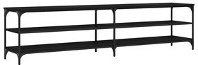 fekete szerelt fa és fém TV-szekrény 200x30x50 cm