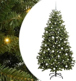 vidaXL Mű karácsonyfa 300 LED-del Zöld 180 cm PVC és fém