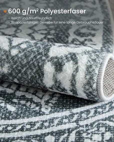 Kerek Szőnyeg, Kültéri Szőnyeg, Boho, 160 cm átmérő, Mosható, Antracitszürke