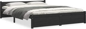 vidaXL King Size fekete tömör fa ágykeret 150 x 200 cm
