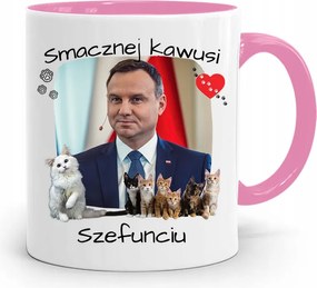 Andrzej Duda Pis Rózsaszín Elnöki Bögre fényképes nyomattal
