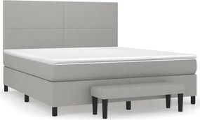 vidaXL világosszürke szövet rugós ágy matraccal 160 x 200 cm