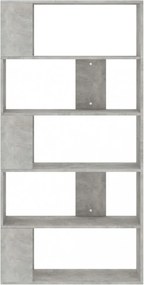 betonszürke szerelt fa könyvszekrény/térelválasztó 80x24x159 cm
