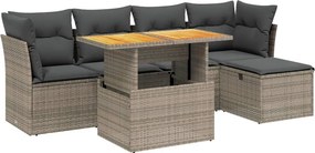 vidaXL 6 részes szürke polyrattan kerti ülőgarnitúra párnákkal