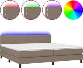 vidaXL tópszínű szövet rugós és LED-es ágy matraccal 200 x 200 cm