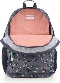 Hátizsák, iskolatáska, cipzáras, GABOL Secret, szürke, virágmintás (GA238096L)