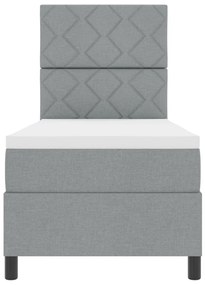 Box Spring Ágy Matresszel Világosszürke 80x200 cm Textil