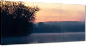 Vászonkép 120x60 Tél Köd Erdő Tó