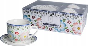Csésze szett 2+2 Livello virágos csésze díszített porcelán csésze