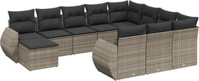 vidaXL 11 részes szürke polyrattan kerti ülőgarnitúra párnákkal