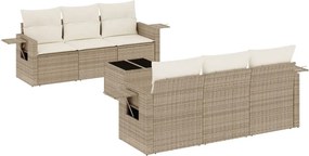 vidaXL 7 részes bézs polyrattan kerti ülőgarnitúra párnákkal
