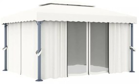 krémfehér alumíniumpavilon függönnyel 4 x 3 m