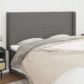 sötétszürke szövet fejtámla szárnyakkal 183x16x118/128 cm