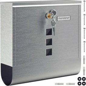 POST postaláda újságtartóval, 30,5x10x33,5cm, ezüst Monzana