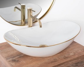 készlet Pultos mosdó Royal gold edge + Fürdőszobai csaptelep Lungo gold + Dugó gold