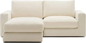 Bézs zsenília sarokkanapé (bal oldali-heverő résszel) Alea – Kave Home