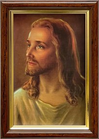 Vászonkép 18x13 Jézus Krisztus Barna Arany Díszített Fa Keret