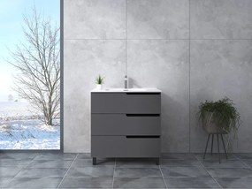 Torino || Matt antracit szürke, fürdőszoba szekrény mosdóval 90cm