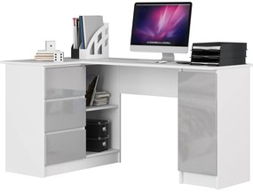Sarok PC asztal Bienvenida (fehér + fényes fém)(B). 1117057