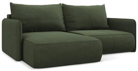 Zöld kinyitható-tárolóhelyes sarokkanapé (bal oldali) Nanea – Makamii