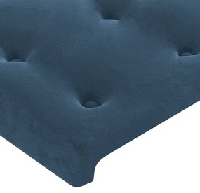 sötétkék bársony LED-es fejtámla 160x5x118/128 cm