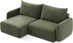 Zöld kinyitható-tárolóhelyes sarokkanapé (bal oldali) Kalena – Makamii