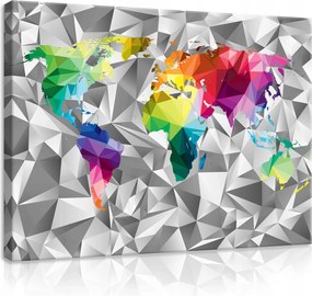 Vászonkép 100x75 Világtérkép poligonális geometria színes absztrakt utazás
