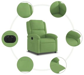 világoszöld bársony elektromos dönthető fotel