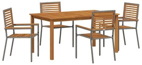 vidaXL Kert étkező szett 5 pcs Szürke Tömör Akácfa