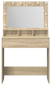 LED-es sminktükör Sonoma tölgyből 79x41x135 cm