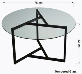 Kávésasztal TRIO 42x75 cm átlátszó/fekete